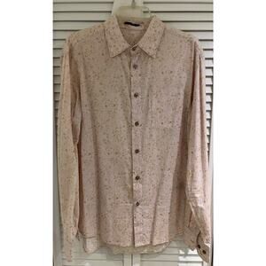 Elie Tahari Men's Cotton Dress Shirt Med Cream w/Gold Abstract Print A+